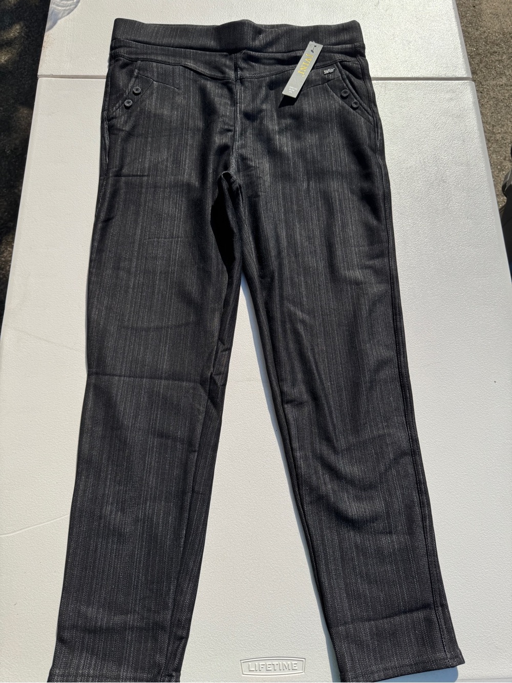 Woman’s Black Pinstripe Jeans - Classic Straight Fit